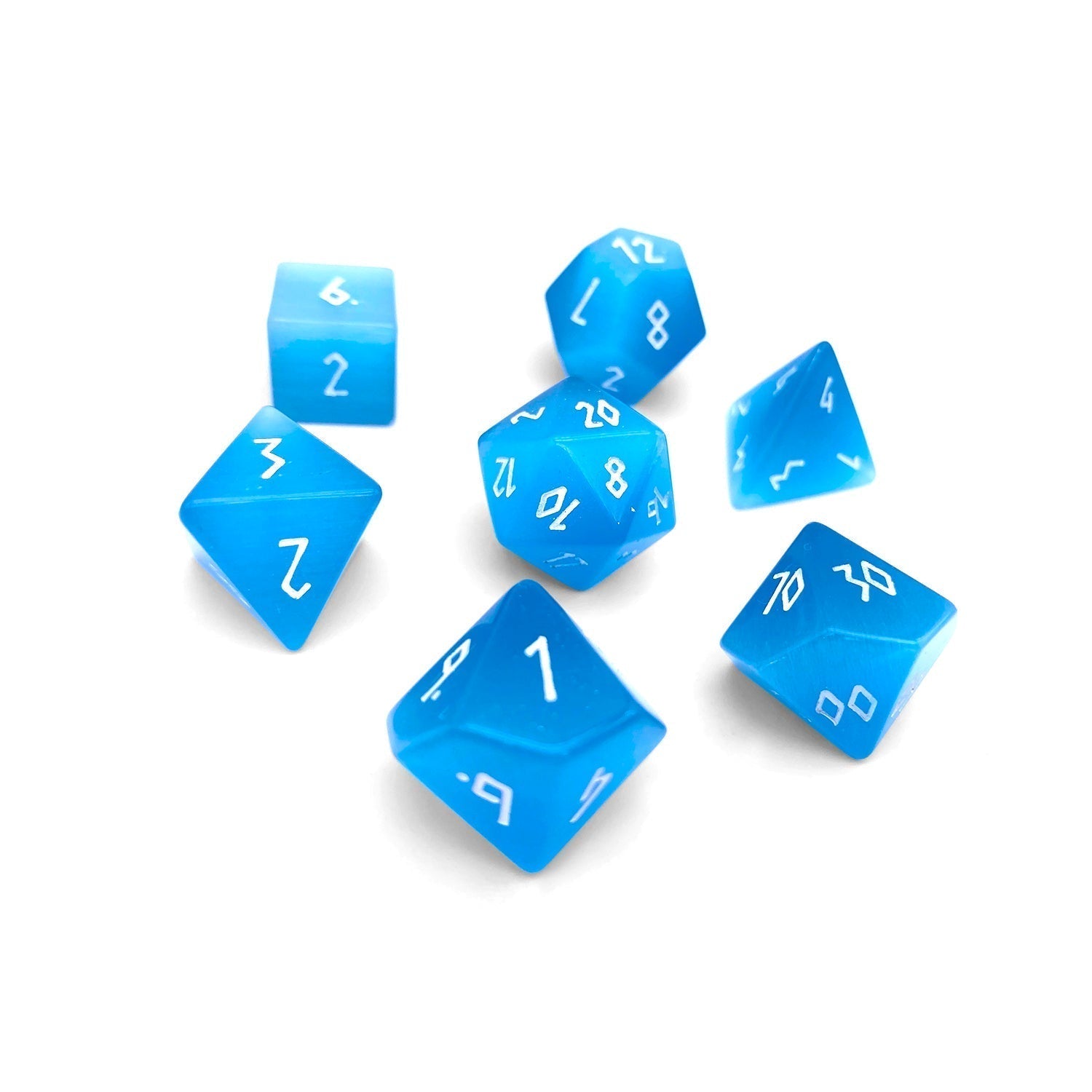 Norse Foundry - Aquamarine Cats Eye Glass Dice Set | D20 Games