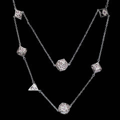 Dragon's Eye 7-die Necklace - Silver with Pink Gems | D20 Games