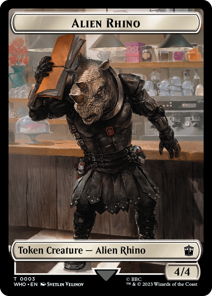 Alien Rhino // Alien Warrior Double-Sided Token [Doctor Who Tokens] | D20 Games