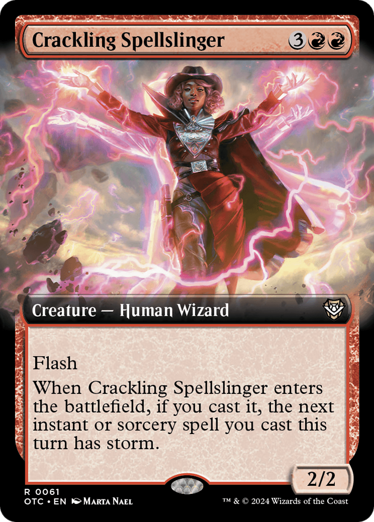 Crackling Spellslinger (Extended Art) [Outlaws of Thunder Junction Commander] | D20 Games