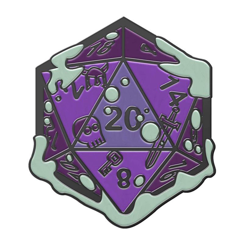 Gelatinous D20 Dice Die - Hard Enamel Adventure Dice Pin Metal