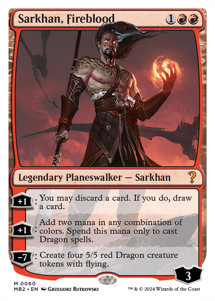 Sarkhan, Fireblood (White Border) [Mystery Booster 2] | D20 Games