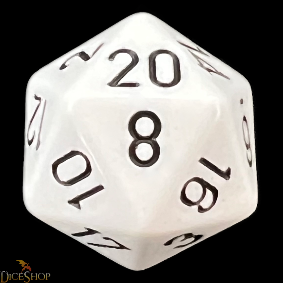 Chessex - Opaque Jumbo White Black D20 Dice | D20 Games