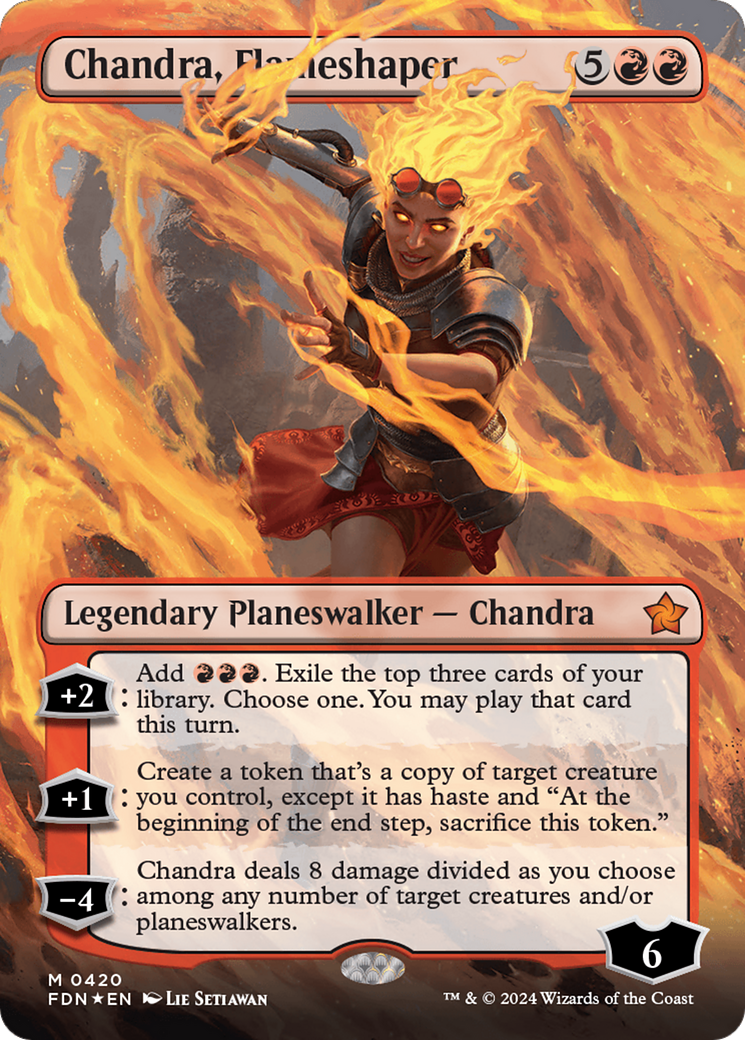 Chandra, Flameshaper (Borderless) (Mana Foil) [Foundations] | D20 Games