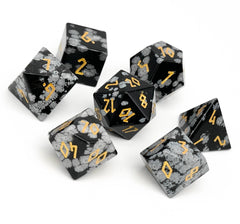 Snowflake obsidian - 7 Piece RPG Set Gemstone Dice | D20 Games