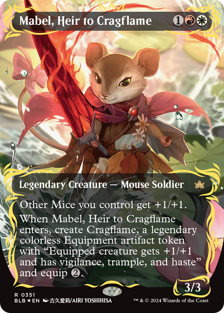 Mabel, Heir to Cragflame (Borderless) (Raised Foil) [Bloomburrow] | D20 Games