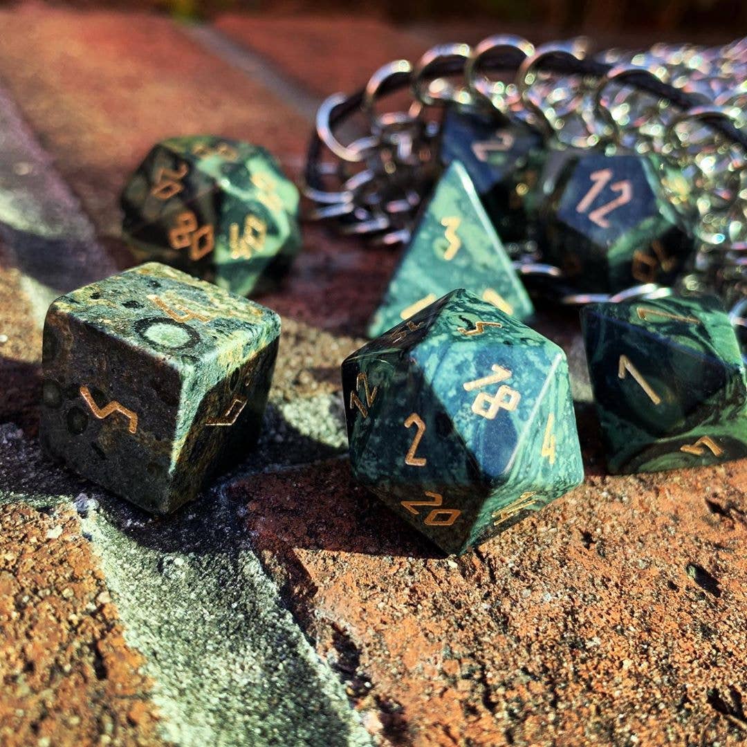 Crocodile Jasper - 7 Piece RPG Set Gemstone Dice | D20 Games