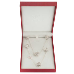 Dragon's Eye 7-die Necklace - Silver with Pink Gems | D20 Games