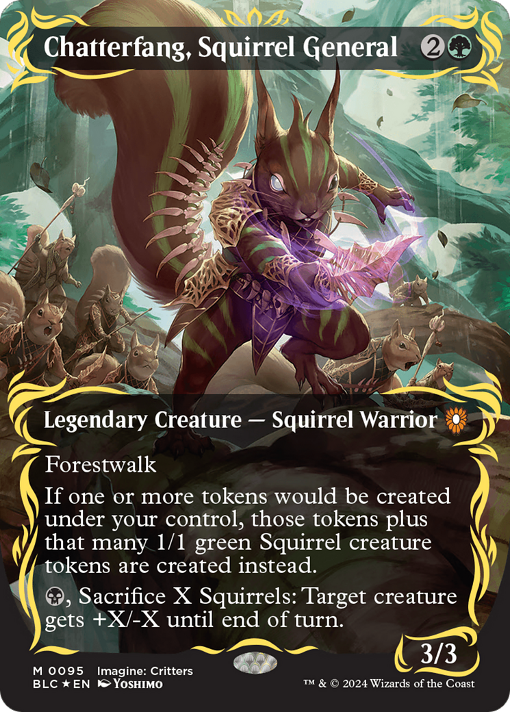 Chatterfang, Squirrel General (Borderless) (Raised Foil) [Bloomburrow Commander] | D20 Games