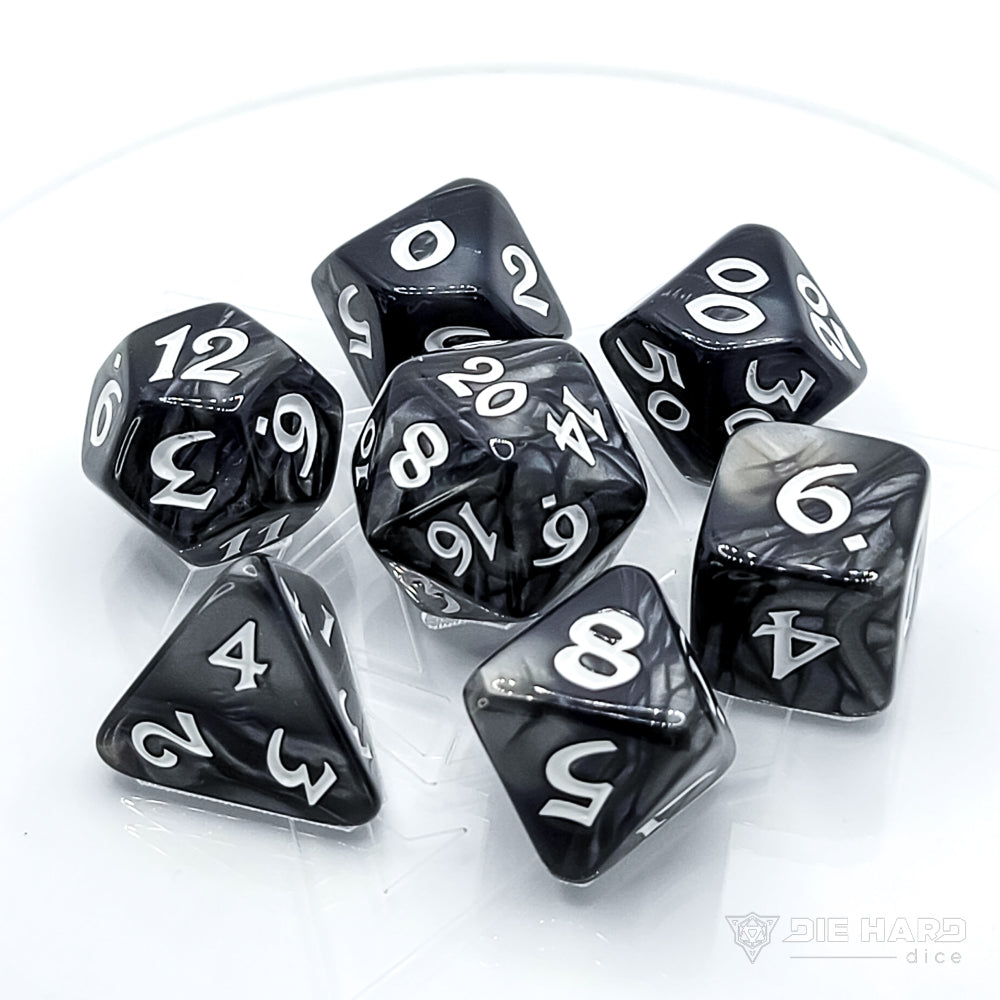 7pc RPG Set - Elessia - Shale with White | D20 Games