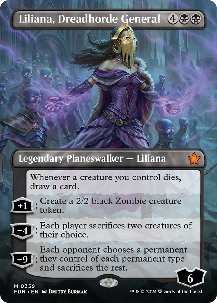 Liliana, Dreadhorde General (Borderless) [Foundations] | D20 Games