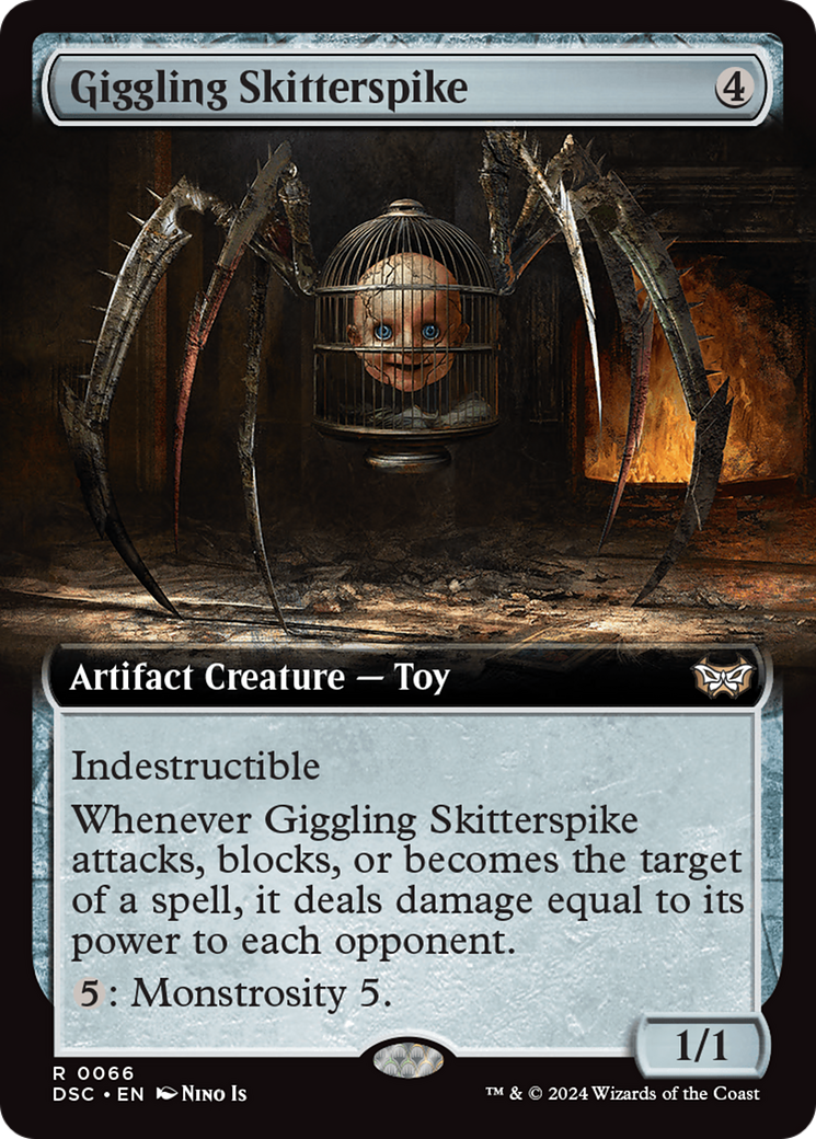 Giggling Skitterspike (Extended Art) [Duskmourn: House of Horror Commander] | D20 Games