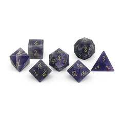 Amethyst - Frosted Gold Font 7 Piece RPG Set Gemstone Dice | D20 Games