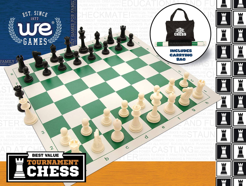 WE Games Best Value Tournament Chess Set - 20 inch: Green
