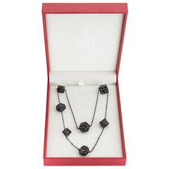 Dragon's Eye 7-die Necklace - Gunmetal with Purple Gems | D20 Games