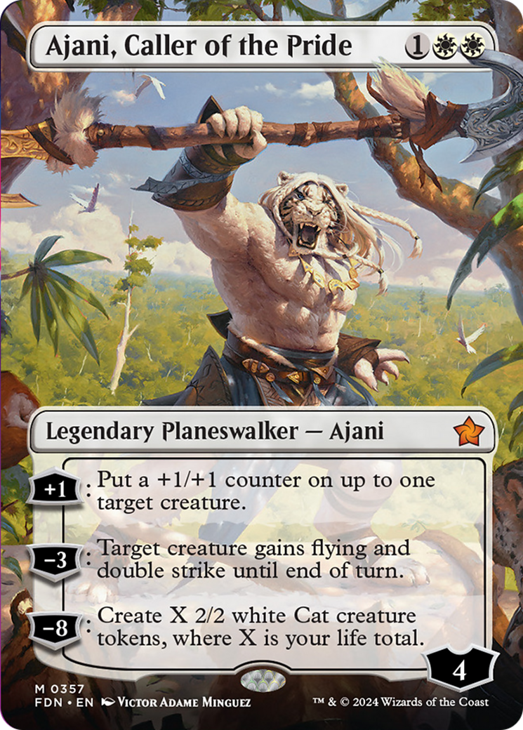 Ajani, Caller of the Pride (Borderless) [Foundations] | D20 Games