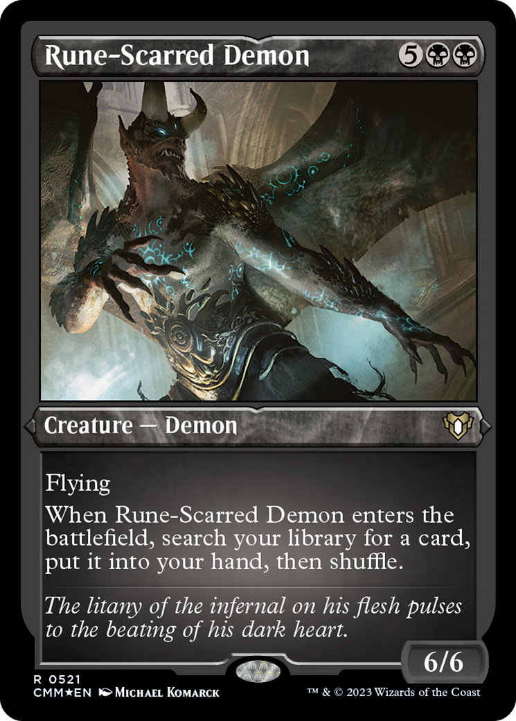 Rune-Scarred Demon (Foil Etched) [Commander Masters] | D20 Games