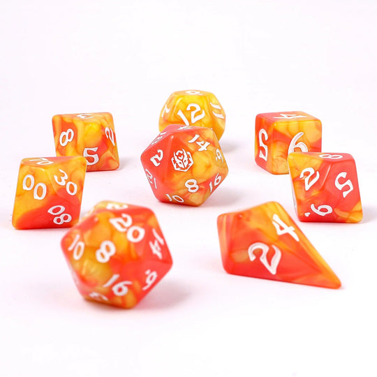 Wyrmforged Rollers - Rounded Edge 8 Piece Polyhedral Dice set - Fae Candy