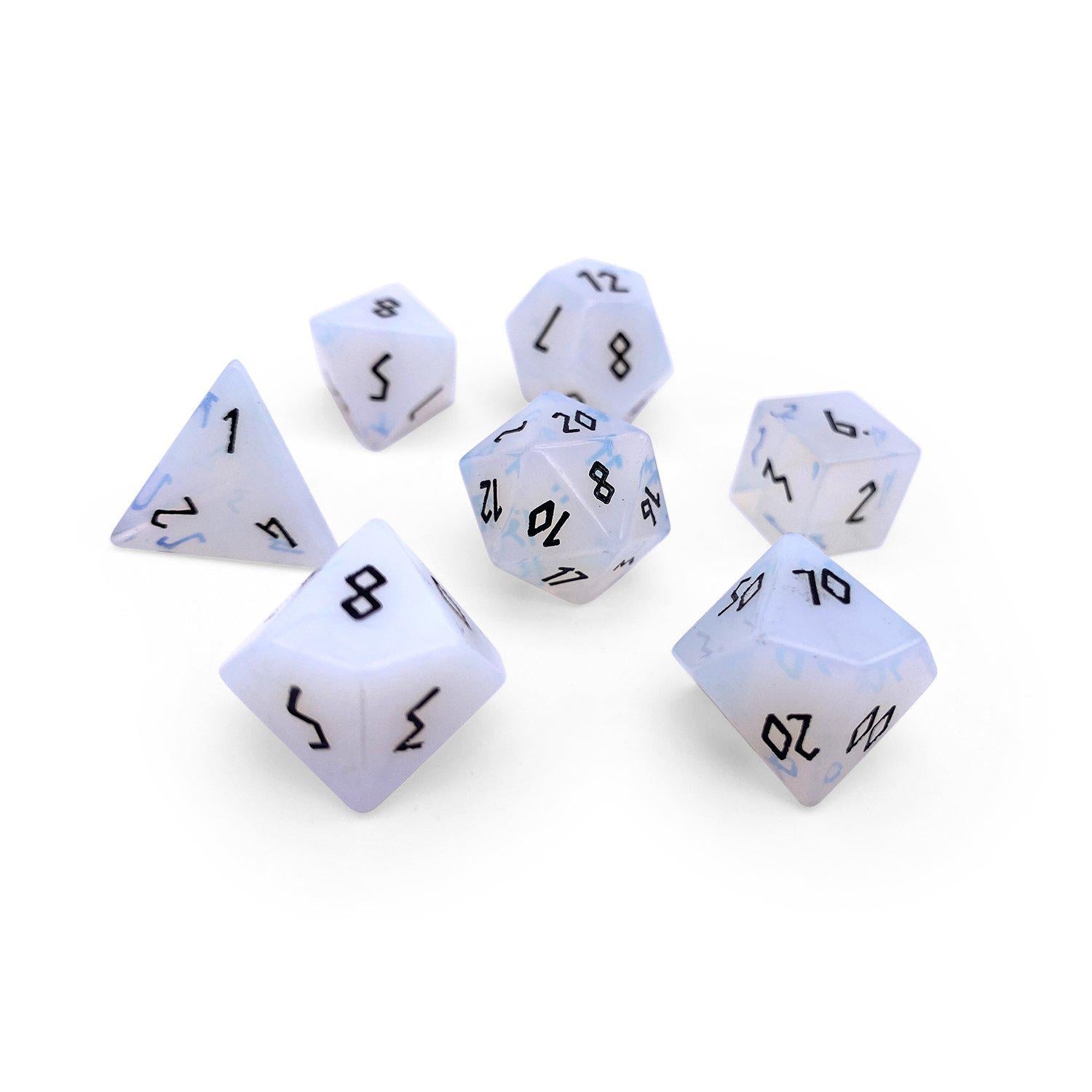 Norse Foundry - Opalite - Black Gemstone Dice | D20 Games