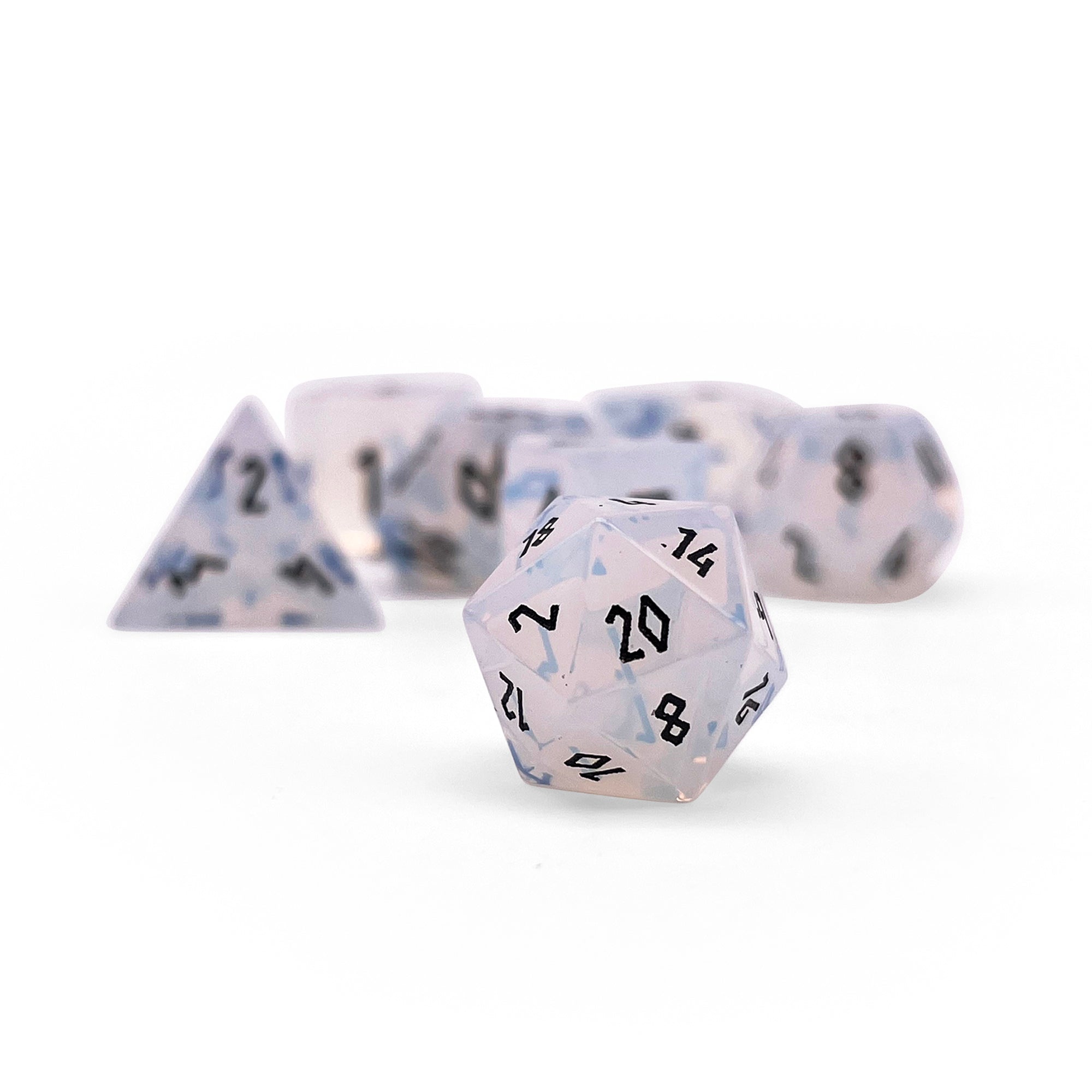 Norse Foundry - Opalite - Black Pebble Gemstone Dice | D20 Games