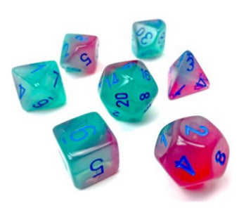 Gemini Gel Green-Pink/blue Luminary Polyhedral 7-Dice Set | D20 Games