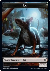 Rat // Food (17) Double-sided Token [Throne of Eldraine Tokens] | D20 Games