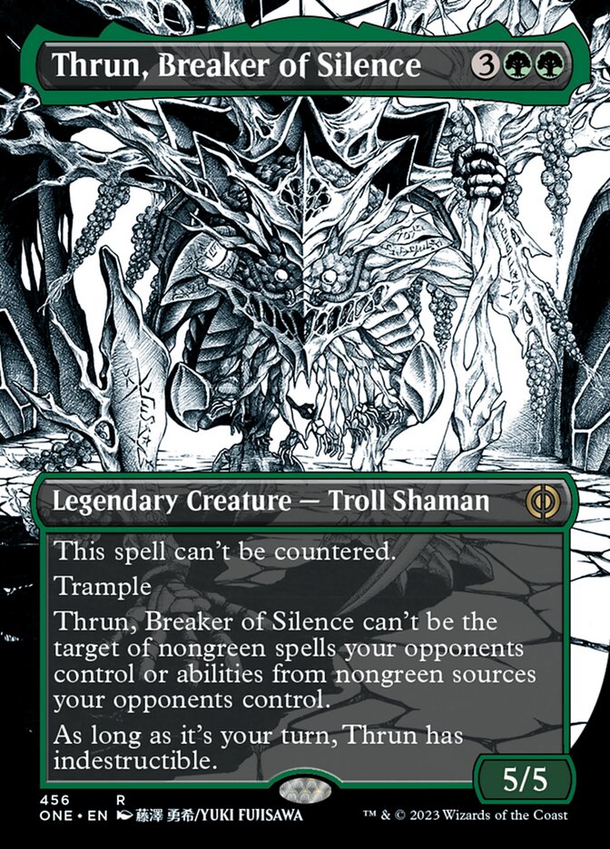 Thrun, Breaker of Silence (Borderless Manga Step-and-Compleat Foil) [Phyrexia: All Will Be One] | D20 Games