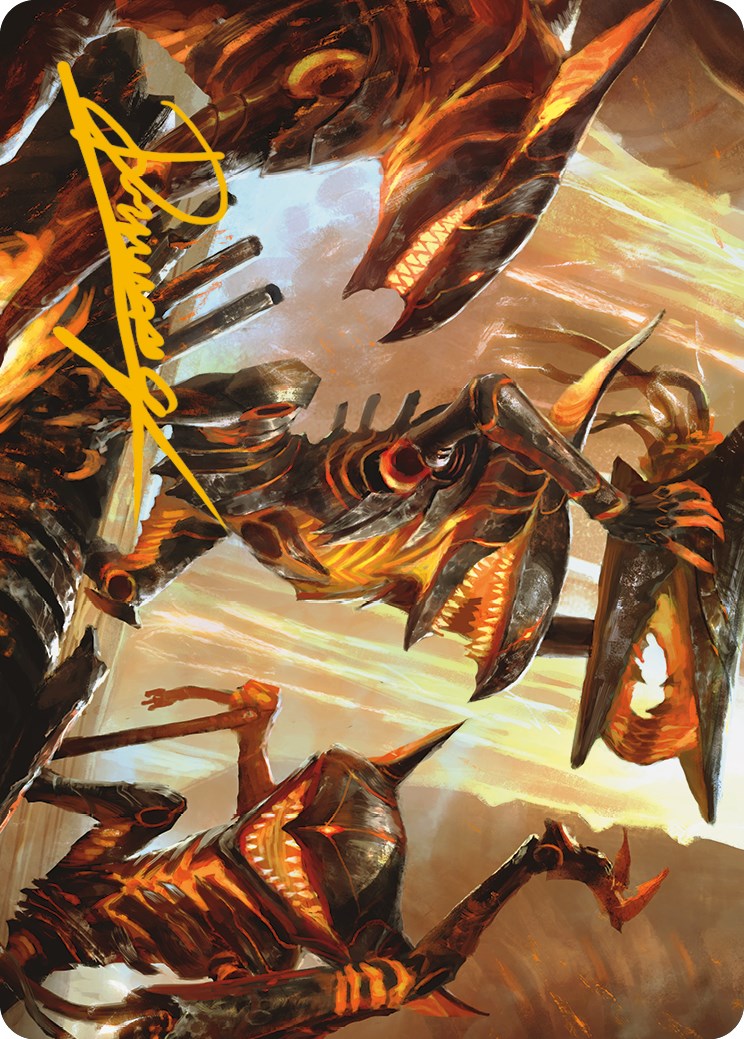 Gleeful Demolition Art Card (Gold-Stamped Signature) [Phyrexia: All Will Be One Art Series] | D20 Games