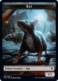 Rat // Food (15) Double-sided Token [Throne of Eldraine Tokens] | D20 Games