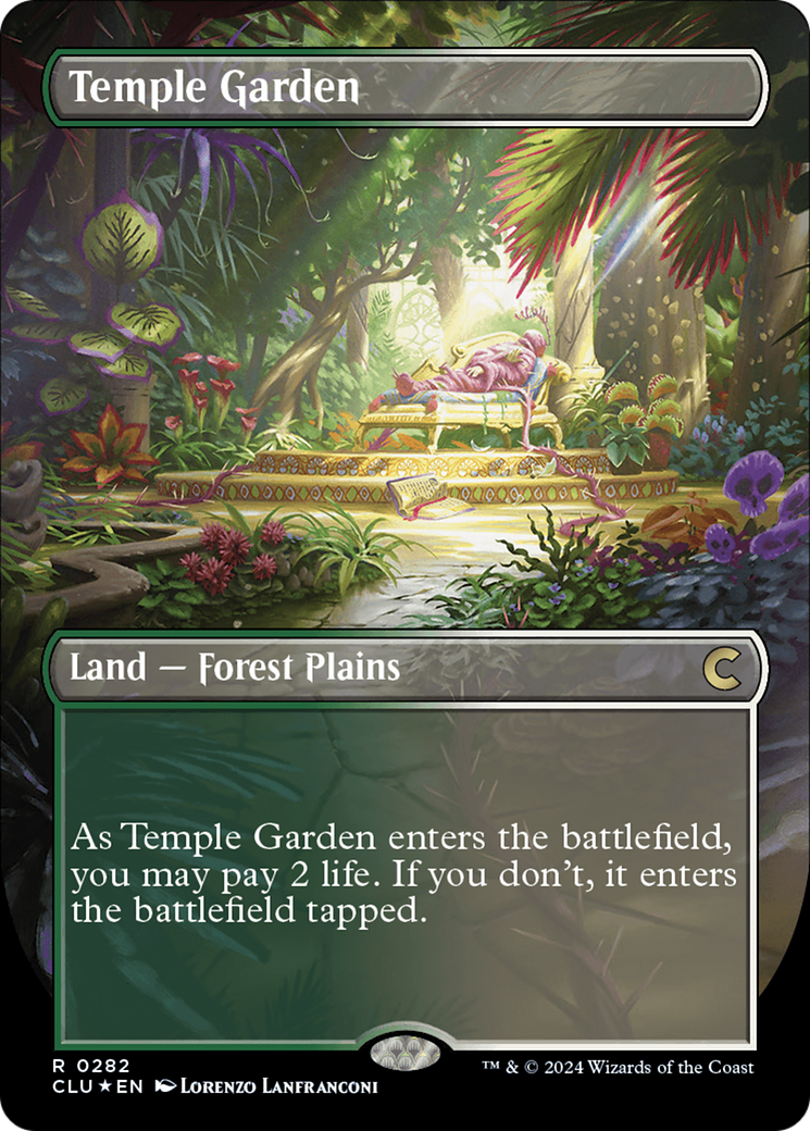 Temple Garden (Borderless) [Ravnica: Clue Edition] | D20 Games