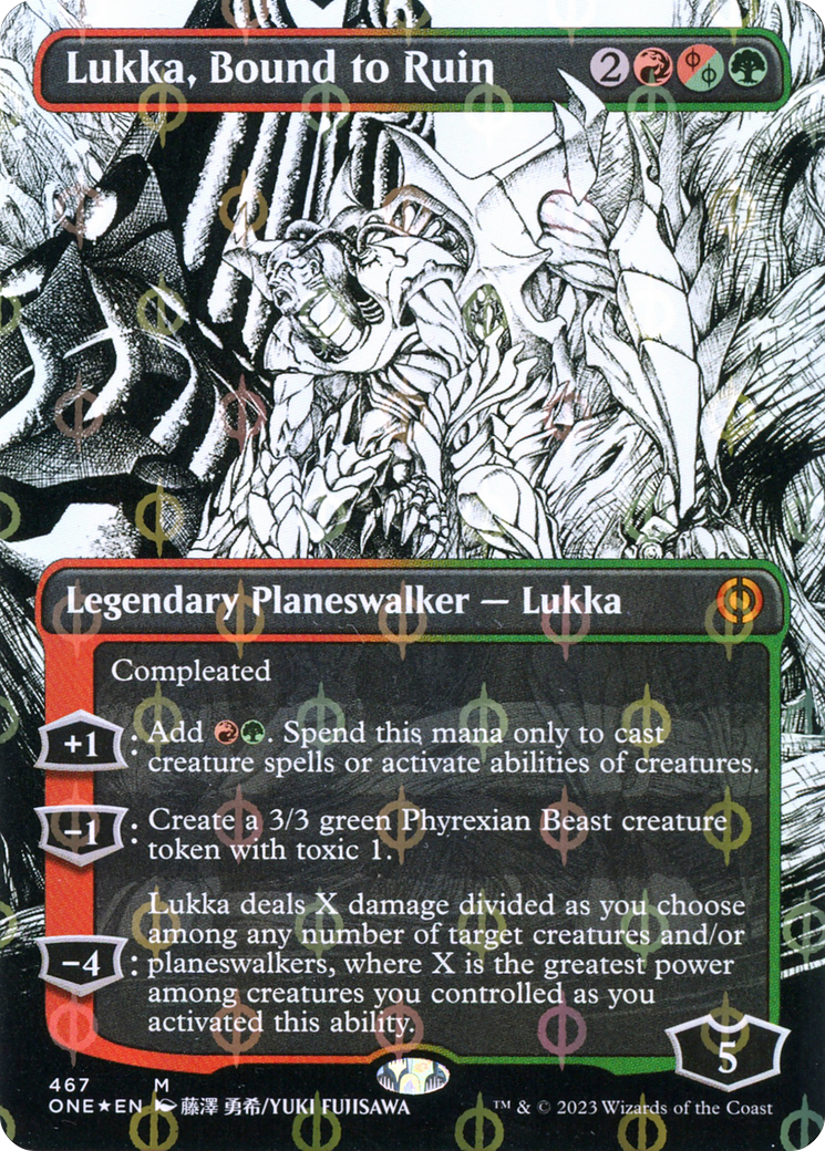 Lukka, Bound to Ruin (Borderless Manga Step-and-Compleat Foil) [Phyrexia: All Will Be One] | D20 Games