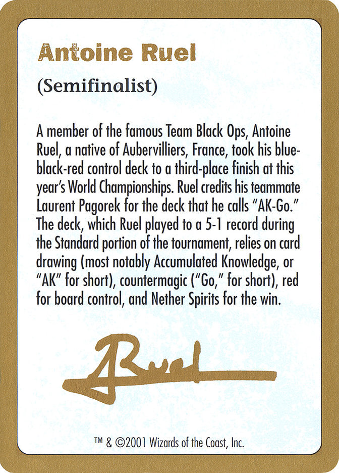 Antoine Ruel Bio [World Championship Decks 2001] | D20 Games