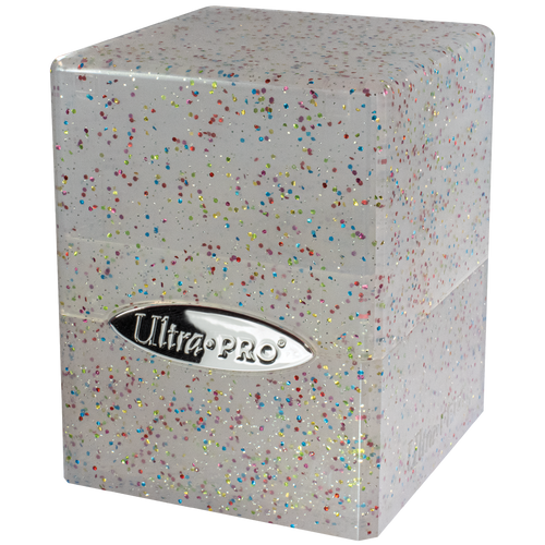 Clear Glitter Satin Cube Deck Box | D20 Games