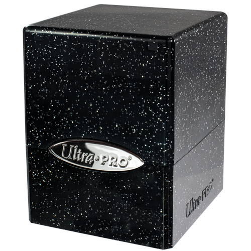 Black Glitter Satin Cube Deck Box | D20 Games