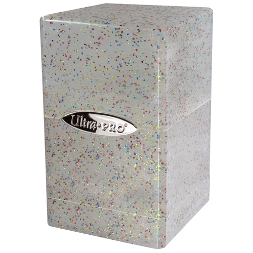 Clear Glitter Satin Tower Deck Box | D20 Games