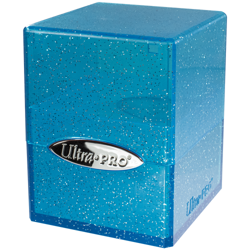 Blue Glitter Satin Cube Deck Box | D20 Games