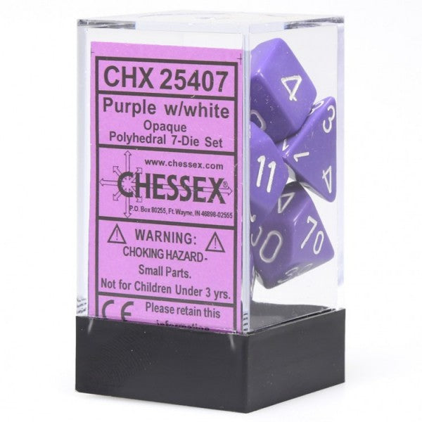 Opaque: Poly Set Purple/White (7) | D20 Games