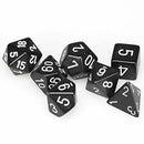 Chessex - Opaque Black + White Polyhedral 7-Dice Set