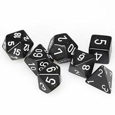 Chessex - Opaque Black + White Polyhedral 7-Dice Set