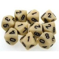 Opaque: Poly D10 Ivory/Black (10) | D20 Games