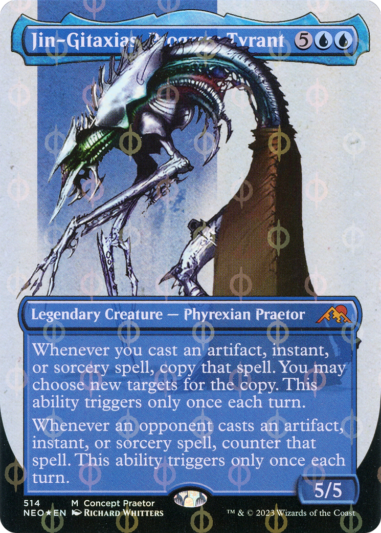 Jin-Gitaxias, Progress Tyrant (Borderless Concept Praetors Step-and-Compleat Foil) [Phyrexia: All Will Be One] | D20 Games