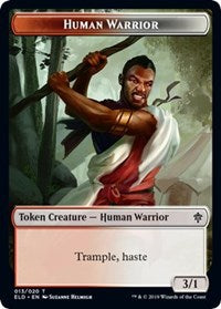 Human Warrior // Food (18) Double-sided Token [Throne of Eldraine Tokens] | D20 Games