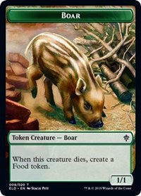 Boar // Food (15) Double-sided Token [Throne of Eldraine Tokens] | D20 Games