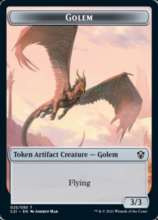 Golem (025) // Thopter Token [Commander 2021 Tokens] | D20 Games