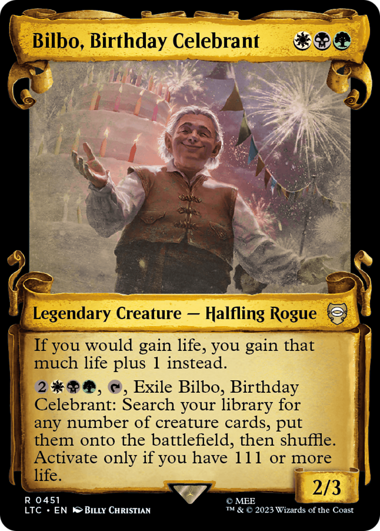 Bilbo, Birthday Celebrant [The Lord of the Rings: Tales of Middle-Earth Commander Showcase Scrolls] | D20 Games