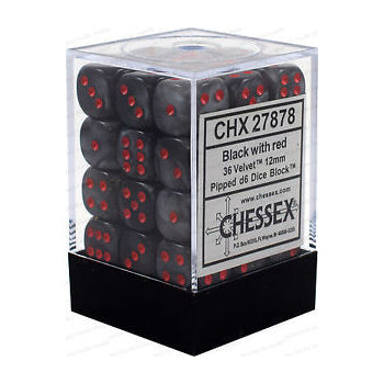 Velvet: 12mm D6 Black/Red (36) 27878 | D20 Games