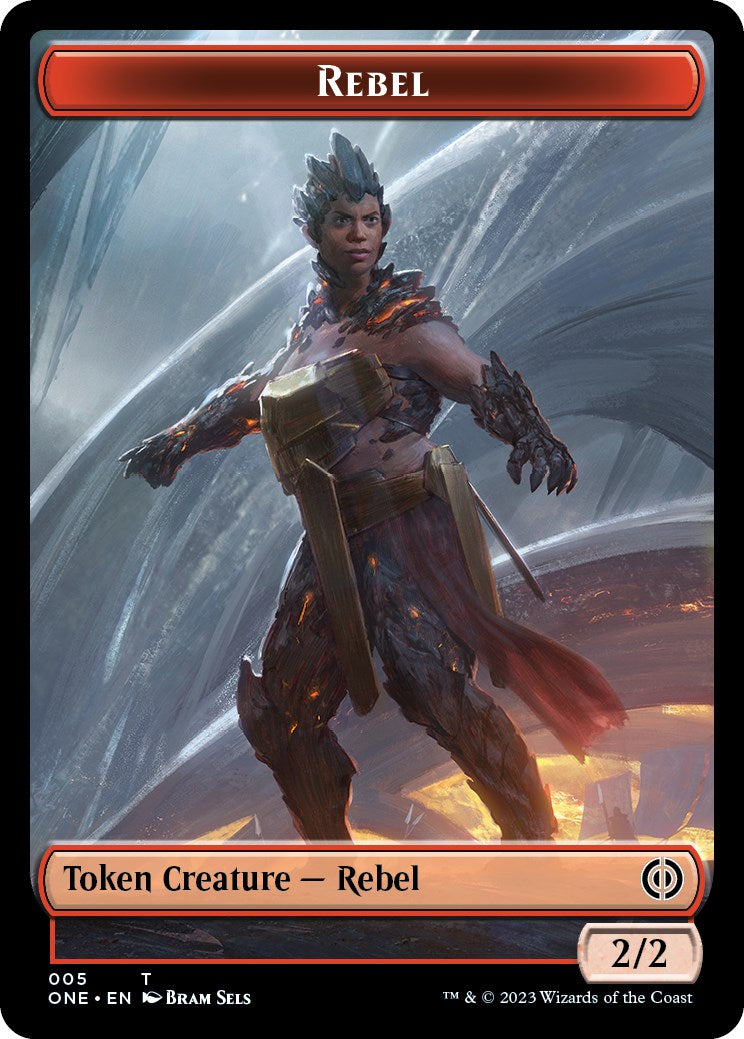 Rebel // Goblin Double-Sided Token [Phyrexia: All Will Be One Commander Tokens] | D20 Games