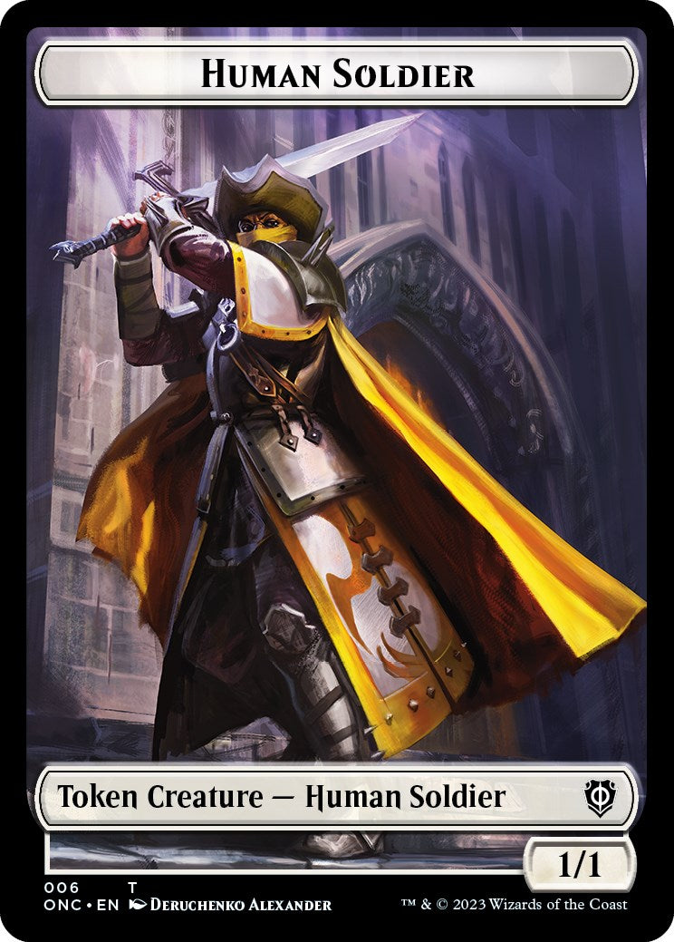 Human Soldier // Elephant Double-Sided Token [Phyrexia: All Will Be One Commander Tokens] | D20 Games