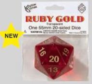 Transparent: 55mm D20 Countdown Ruby/Gold | D20 Games