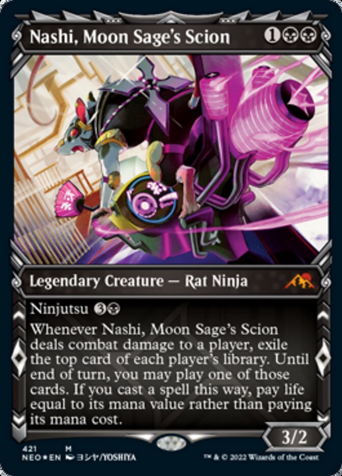 Nashi, Moon Sage's Scion (Showcase) (Foil Etched) [Kamigawa: Neon Dynasty] | D20 Games